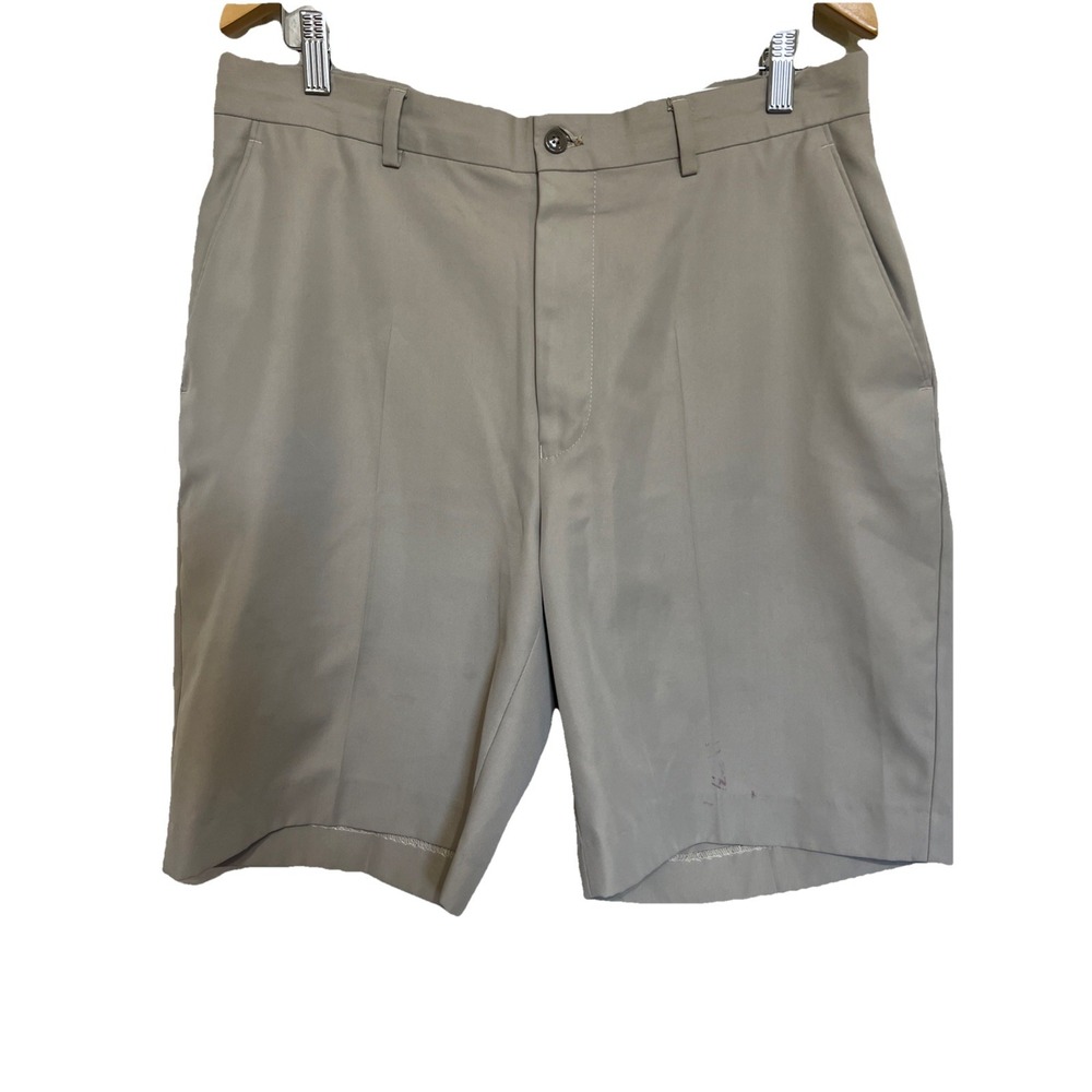 Alan Flusser Shorts Mens Size 34 Beige Slash Pockets‎ Pleated Golf Chino